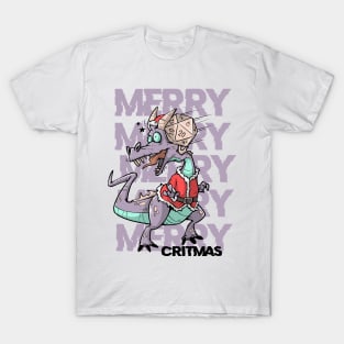 Critical Hit D20 Dice RPG Meme PnP Dragon Merry Critmas Gift T-Shirt